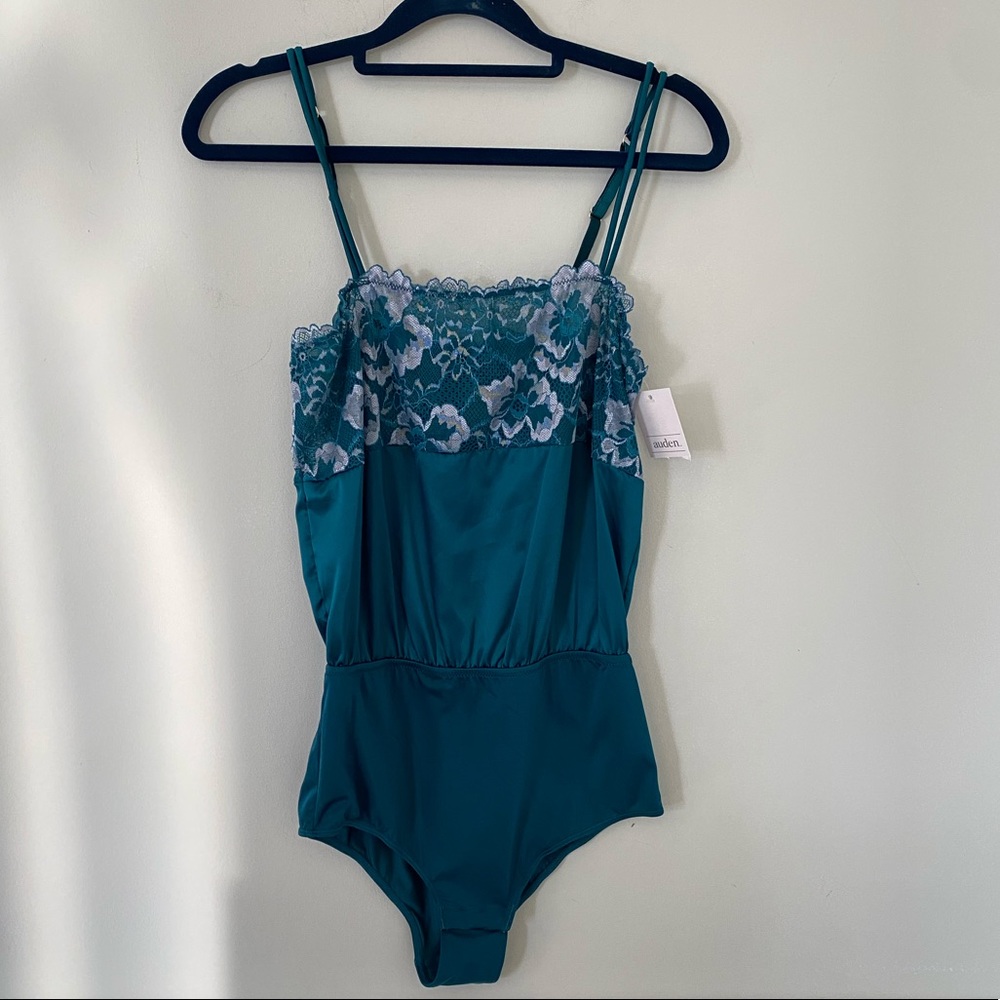 NWT Auden green lace lingerie bodysuit XS